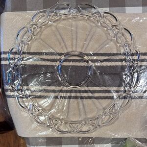 Vintage 14” Clear Glass Cake Plate